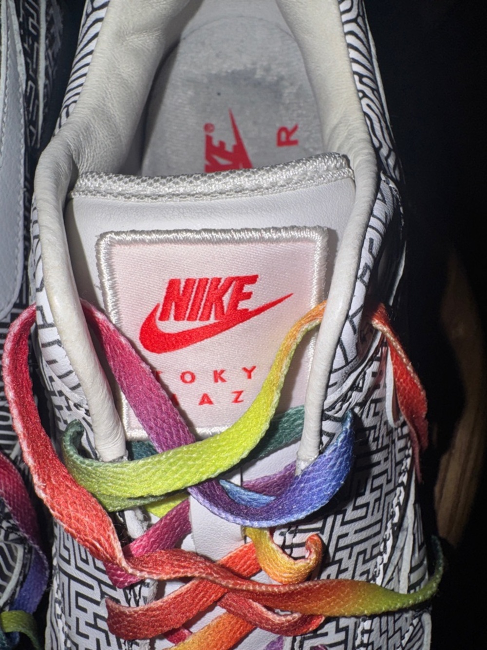 Nike Low Top Sneakers - Black & White with Rainbow Laces - Picture 8 of 16